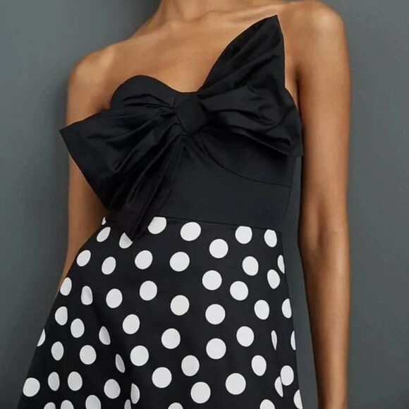 Anthropologie Hutch Polka Dot Bow-Tie Midi Dress Size 6 - Picture 2 of 7